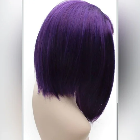 💜 SHORT PURPLE STRAIGHT LACE FRONT WIG FOR WOMAN *NEW*
